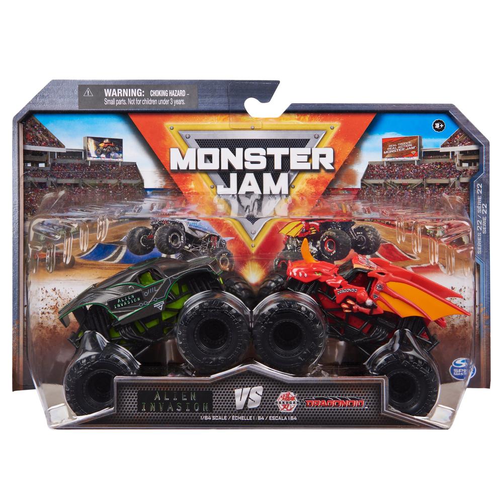 Camioneta de Juguete Monster Jam: Alien Invasion Vs Bakugan Dragonid Escala 1/64 2 Pack