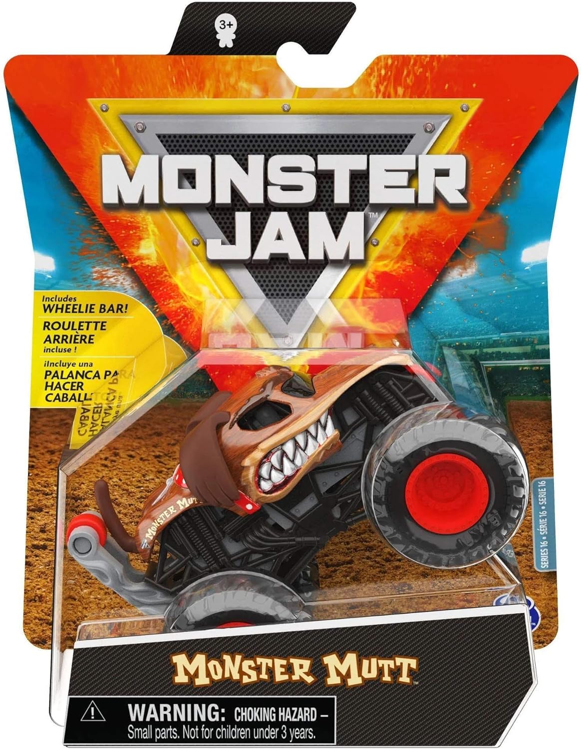 Vehículo a Escala Monster Jam Monster Mutt con Detalles Cromados y Figura de Conductor