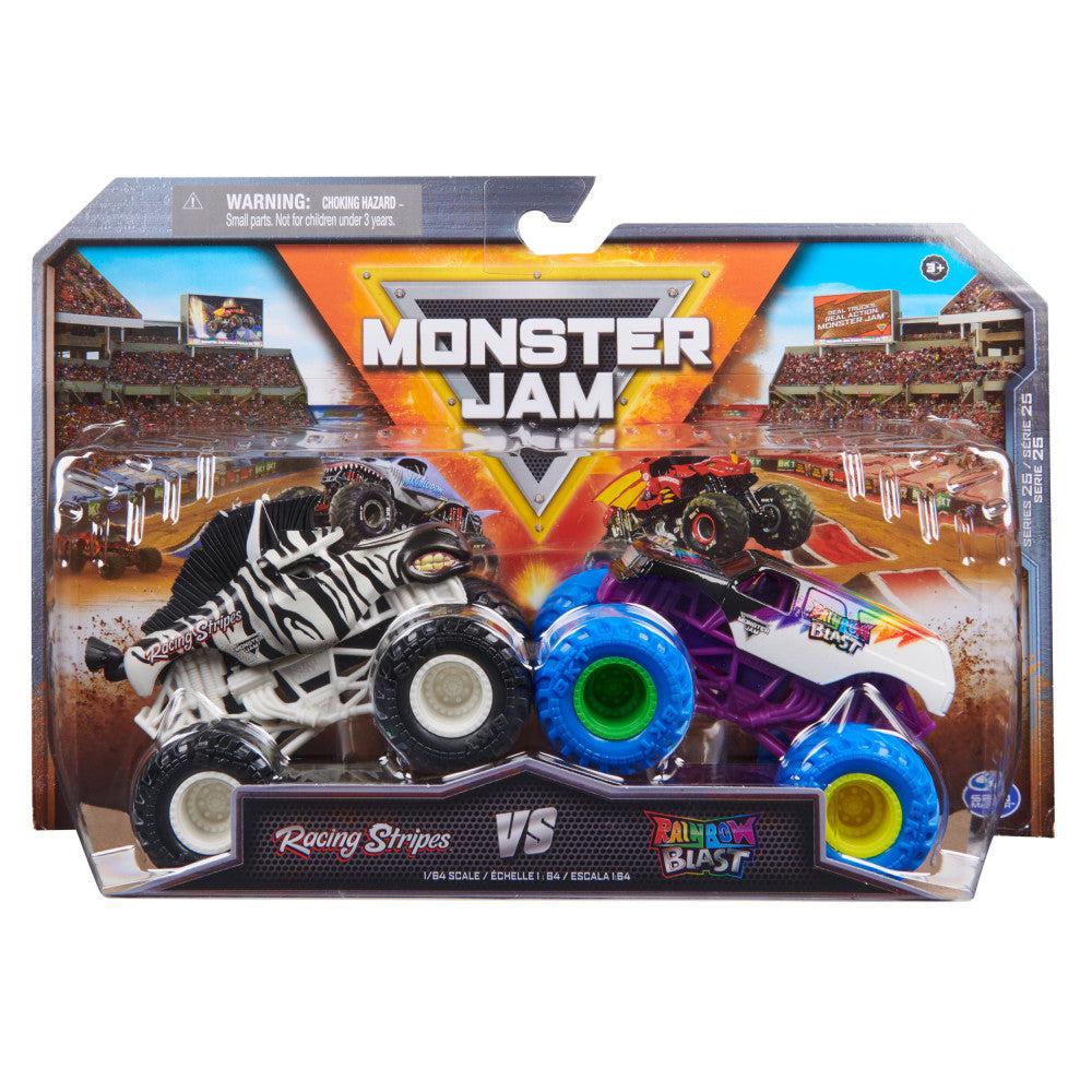 Foto 2 pulgar | Monster Jam: Racing Stripes Vs Rainbowblast Escala 1/64 2 Pack