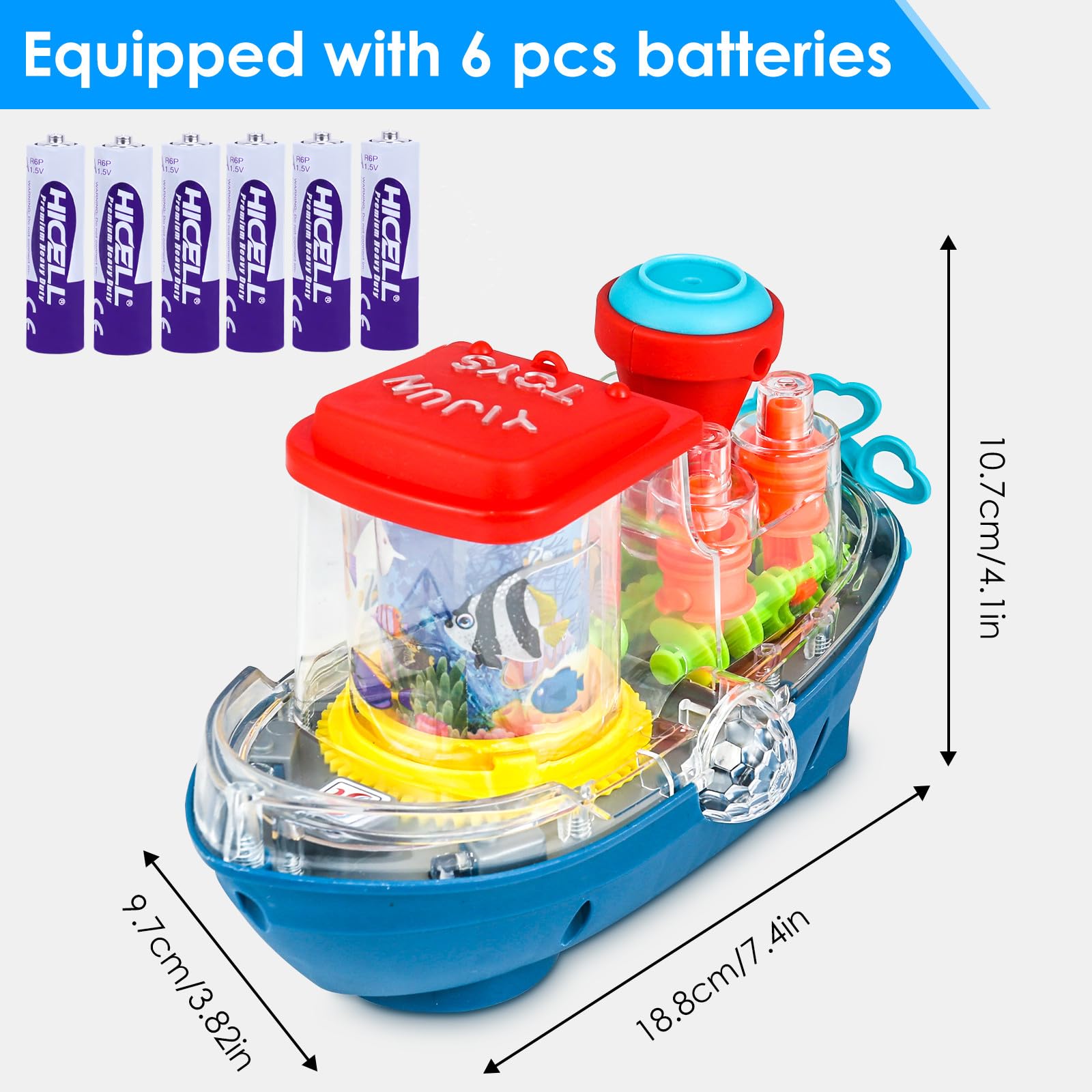 Foto 3 | Bote De Juguete Zhfuys, Equipo Transparente Con Luz Para Niños De Más De 3 Años - Venta Internacional.
