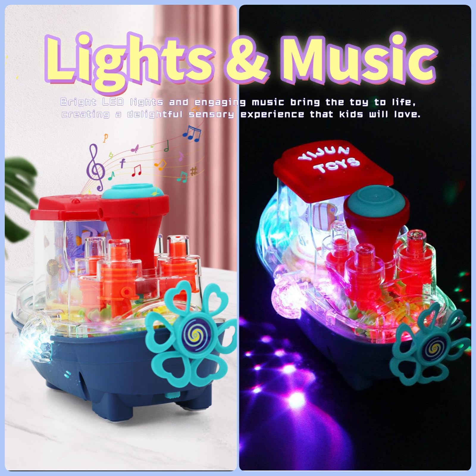 Foto 5 pulgar | Bote De Juguete Zhfuys, Equipo Transparente Con Luz Para Niños De Más De 3 Años - Venta Internacional.