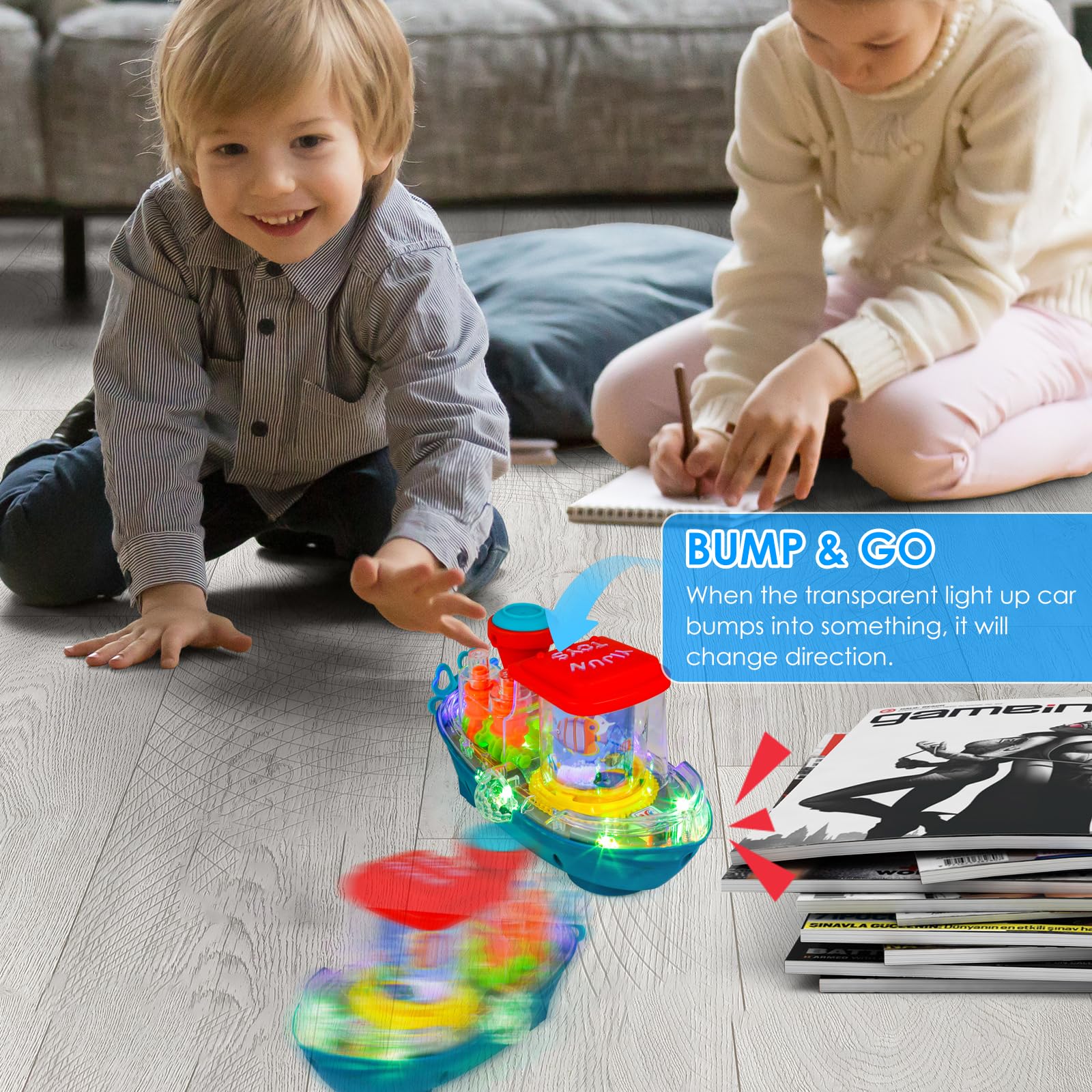 Foto 6 pulgar | Bote De Juguete Zhfuys, Equipo Transparente Con Luz Para Niños De Más De 3 Años - Venta Internacional.