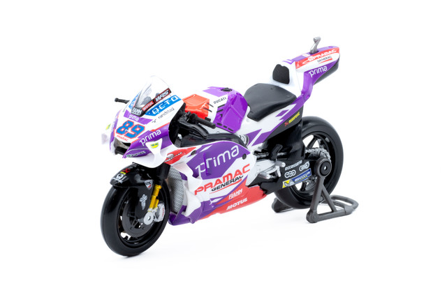 Moto de Juguete Maisto Moto GP a Escala 1:18 Pramac Racing 2022 Púrpura