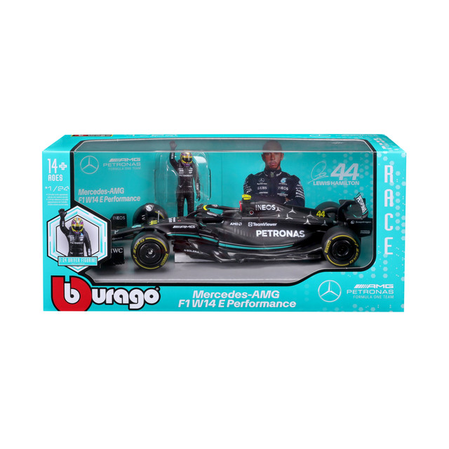 Foto 4 pulgar | Auto Burago Formula 1 a Escala  1:24 Race Mercedes W14 W/ Figure 2023 Negro