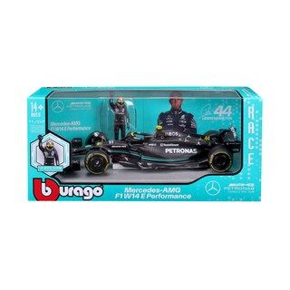Foto 3 | Auto Burago Formula 1 a Escala 1:24 Race Mercedes W14 W/ Figure 2023 Negro