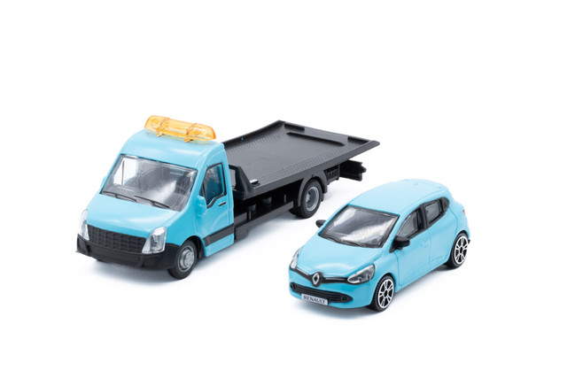 Foto 3 pulgar | Auto Burago Maisto Street Fire A Escala 1:43 Flatbed Transport W/ 1 Car Azul