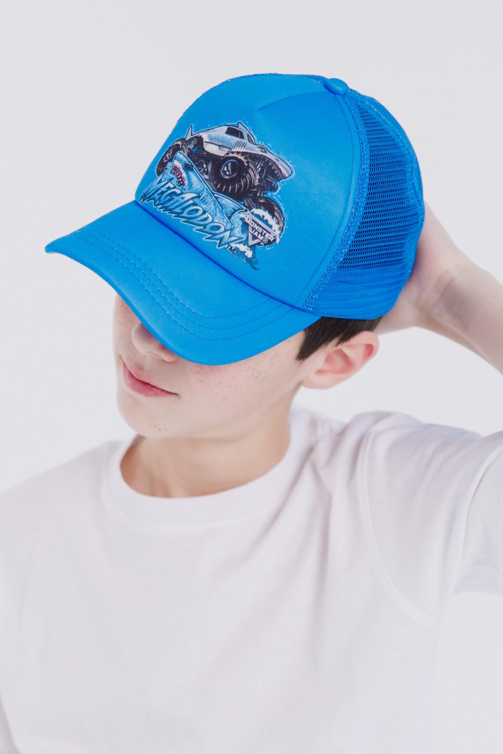 Foto 4 pulgar | Gorra De Béisbol Monster Jam Megalodon Blue Para Niños Pequeños - Venta Internacional.