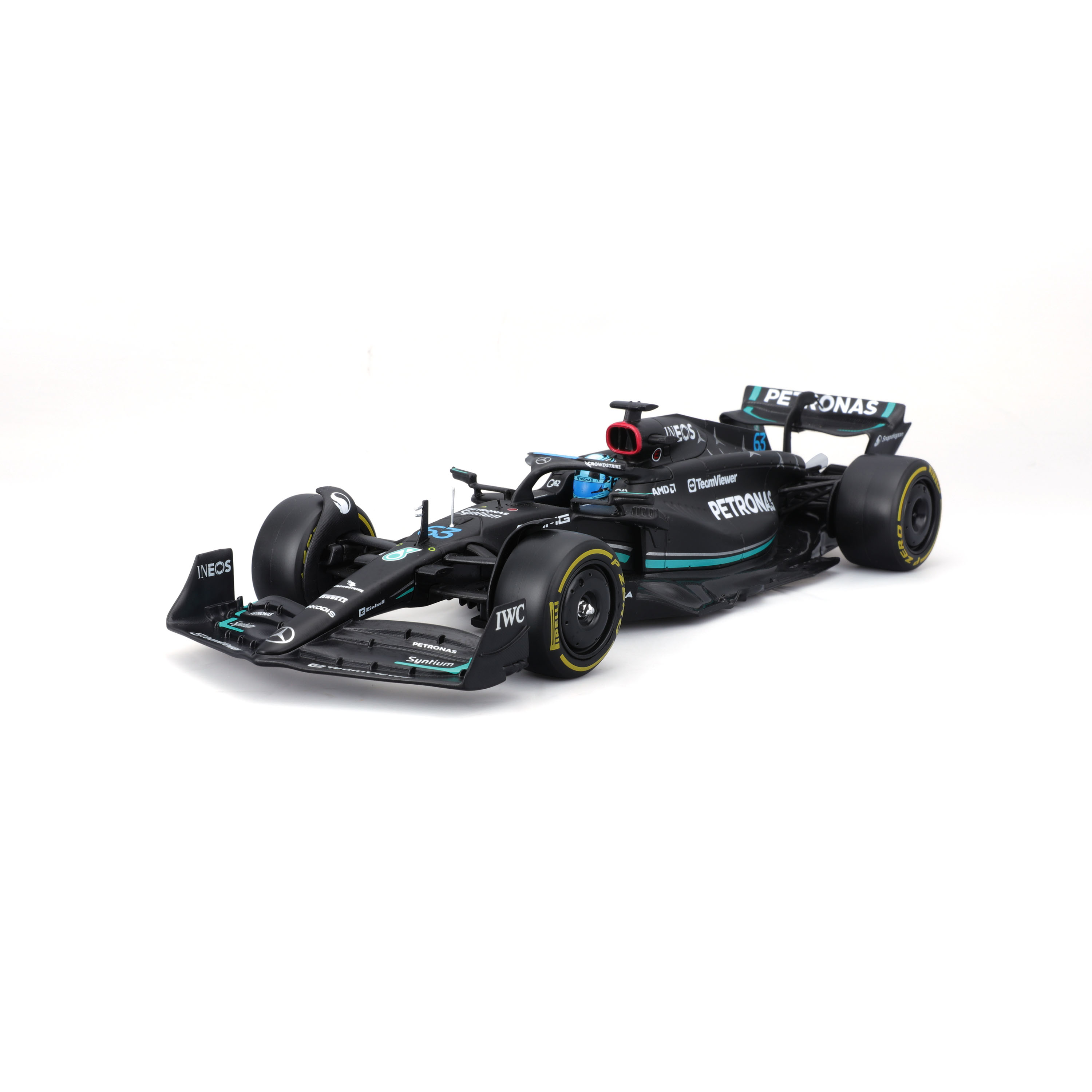Foto 2 pulgar | Auto Burago F1 Mercedes-amg Petronas W14 2023 A Escala 1:24 Con Casco - #63 Russell