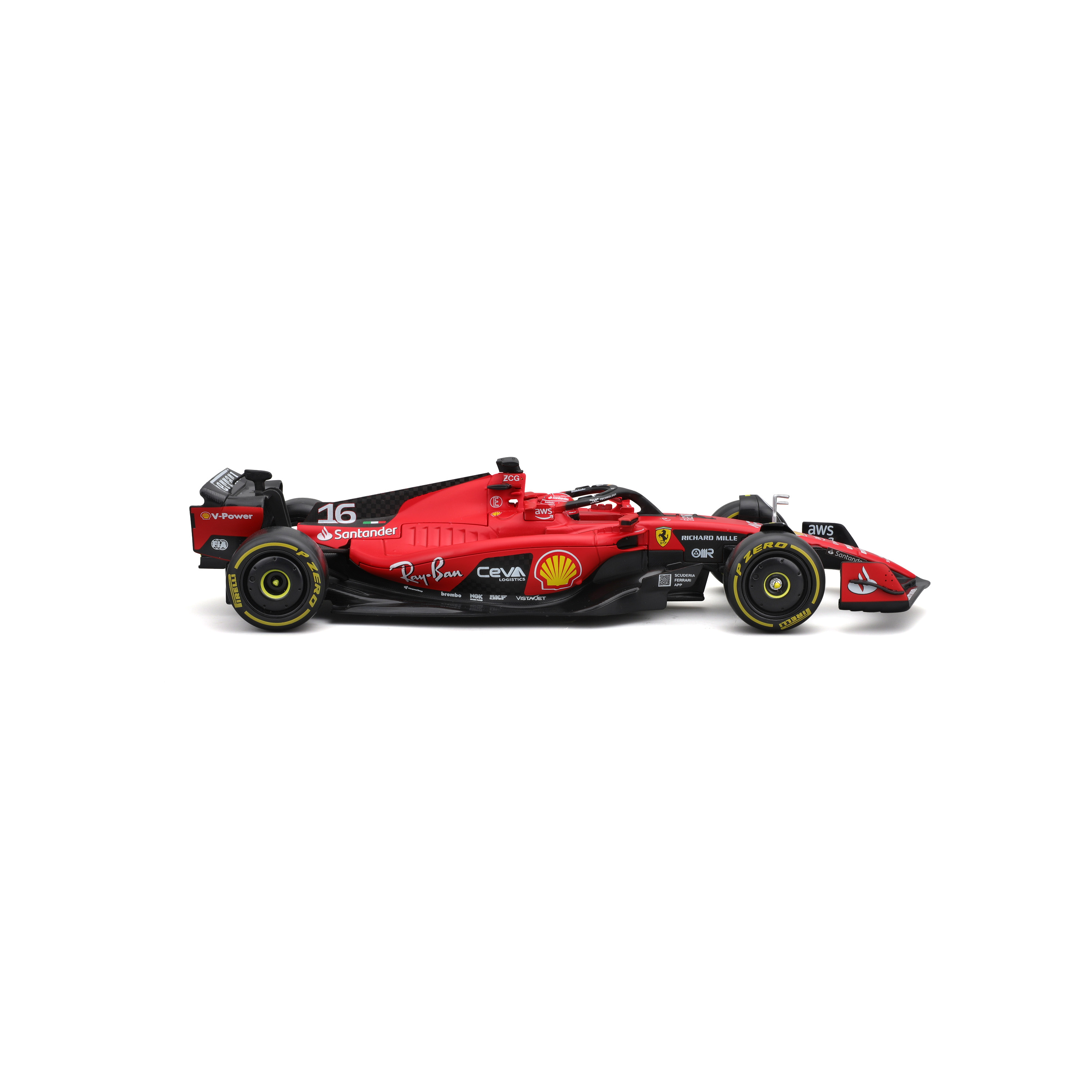 Foto 5 pulgar | Auto Burago F1 Ferrari Sf-23 2023 A Escala 1:24 - #16 Leclerc
