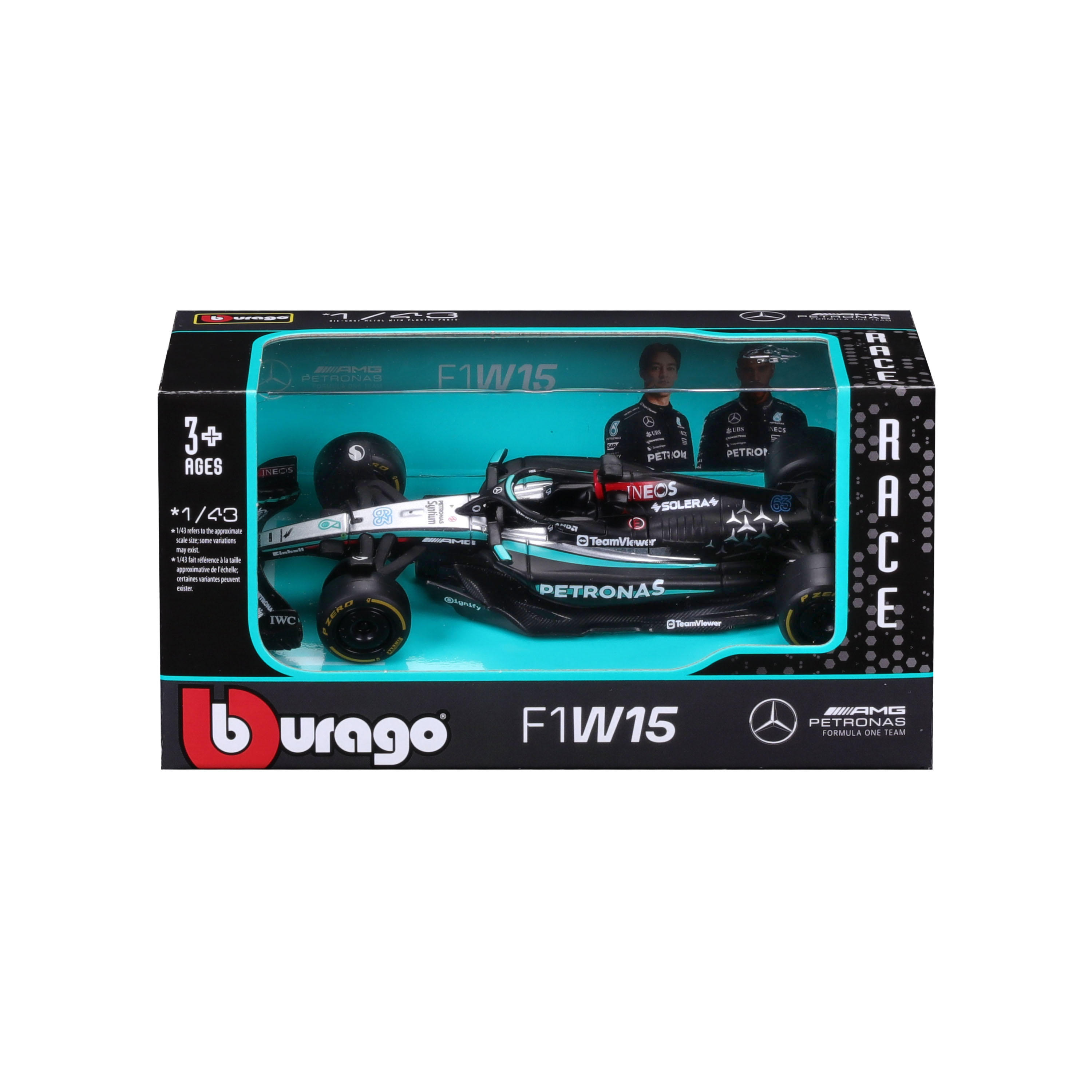 Foto 4 pulgar | Auto Burago F1 Mercedes W15 2024 A Escala 1:43 - #63 Russell