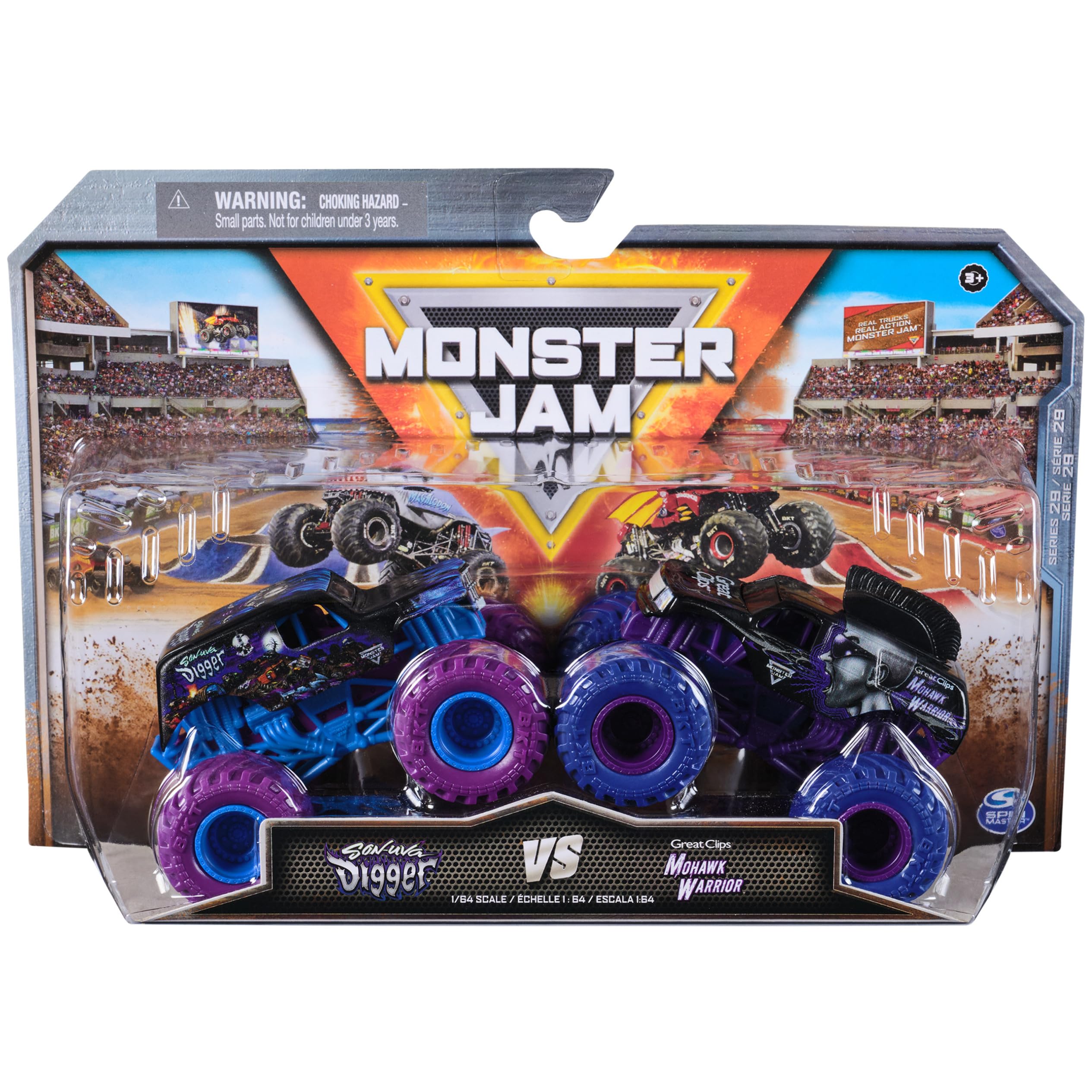 Foto 2 pulgar | Toy Monster Trucks Monster Jam Son Uva Digger Vs Mohawk 1:64 - Venta Internacional.