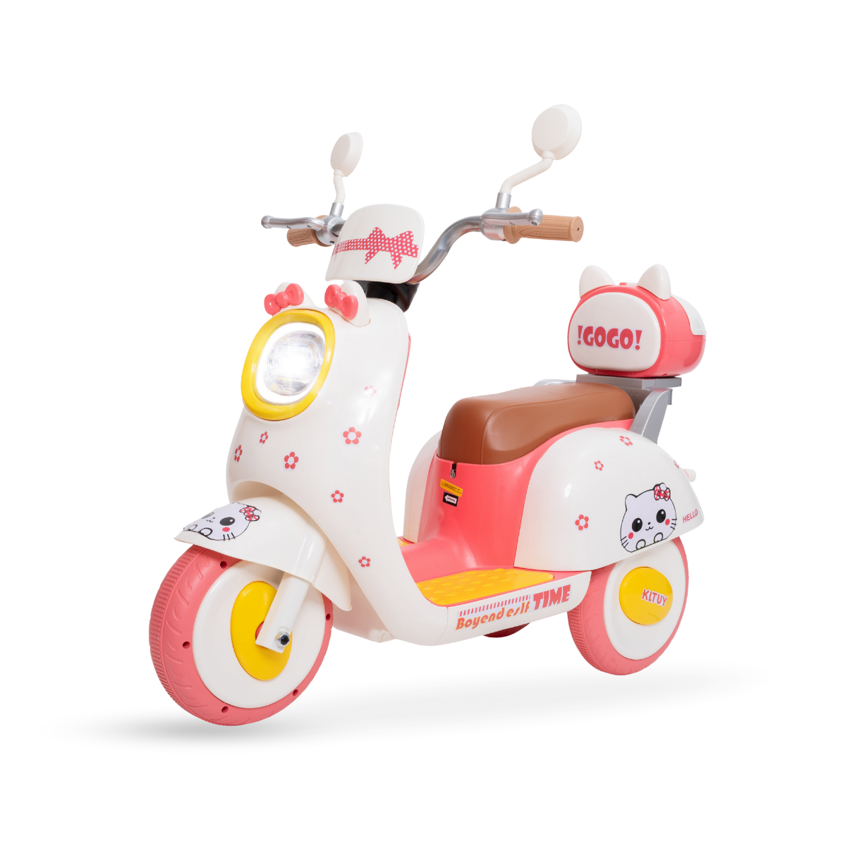 Foto 2 pulgar | Moto Eléctrica Para Niños Aeiou 318 Tipo Vespa Tres Ruedas Blanco/amarillo