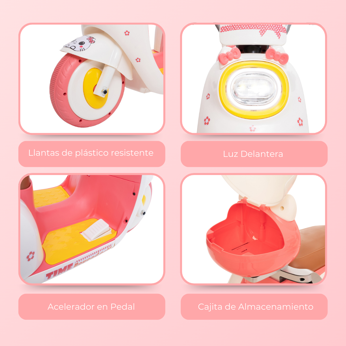 Foto 4 pulgar | Moto Eléctrica Para Niños Aeiou 318 Tipo Vespa Tres Ruedas Blanco/amarillo