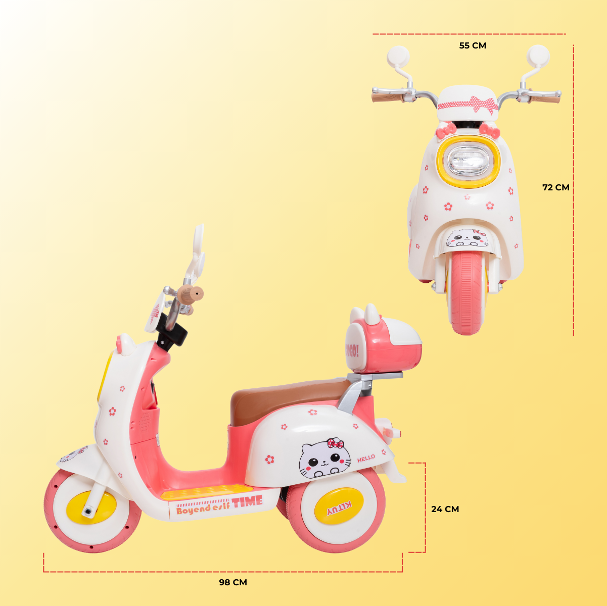 Foto 5 pulgar | Moto Eléctrica Para Niños Aeiou 318 Tipo Vespa Tres Ruedas Blanco/amarillo