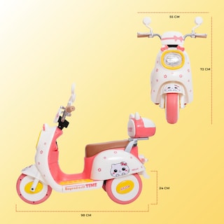 Foto 4 | Moto Eléctrica Para Niños Aeiou 318 Tipo Vespa Tres Ruedas Blanco/amarillo