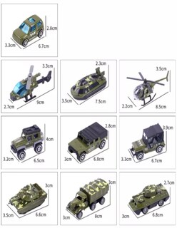 Foto 2 | Carros De Juguete De Aleación Carritos De Traje Militar Con Piezas Móviles Mar Tierra Aire Para Ninos 10piezas