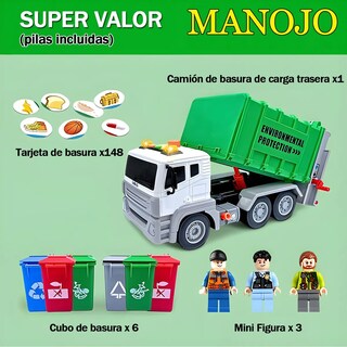 Foto 2 | Camión Lab.g De Basura Juguetes Verde Blanco 158 Pz