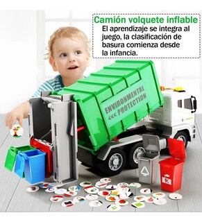 Foto 4 | Camión Lab.g De Basura Juguetes Verde Blanco 158 Pz