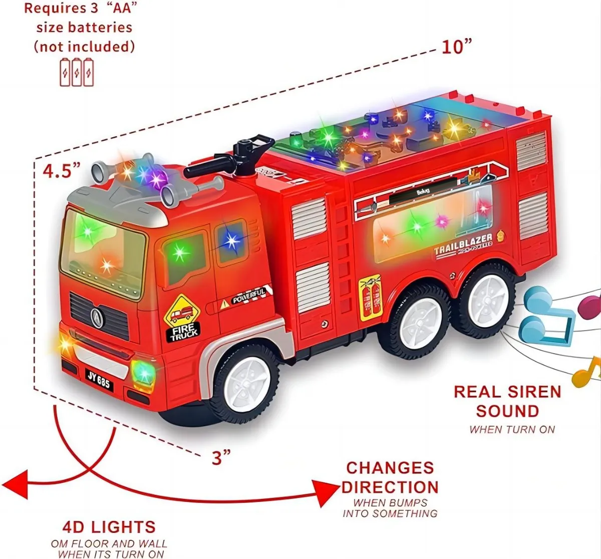 Foto 4 pulgar | Coche De Bomberos Belug Juguete Luces Y Sonidosrojo 1pz