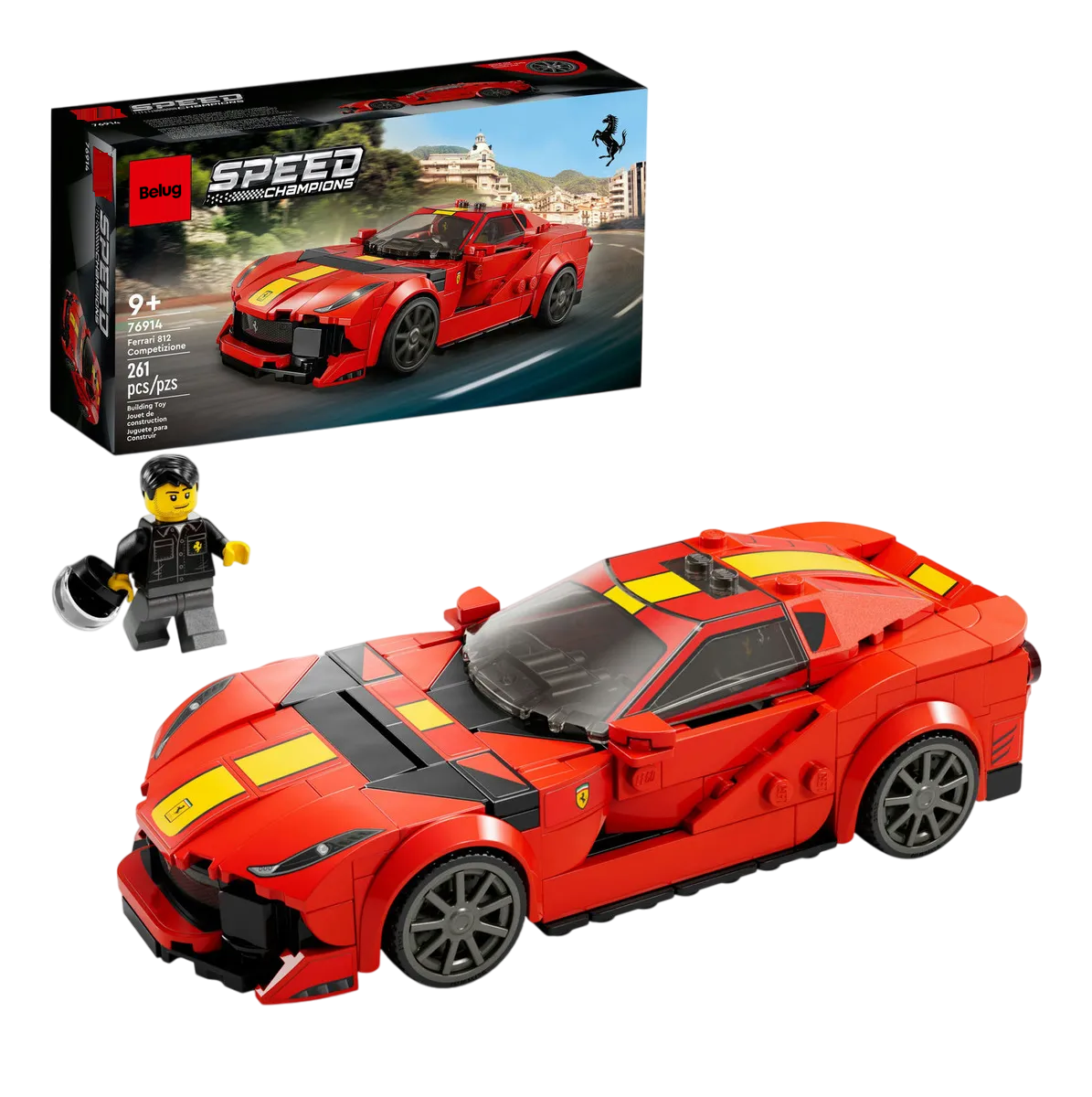 Foto 2 pulgar | Carro Juguete Belug Ferrari 812pz Rojo Amarillo