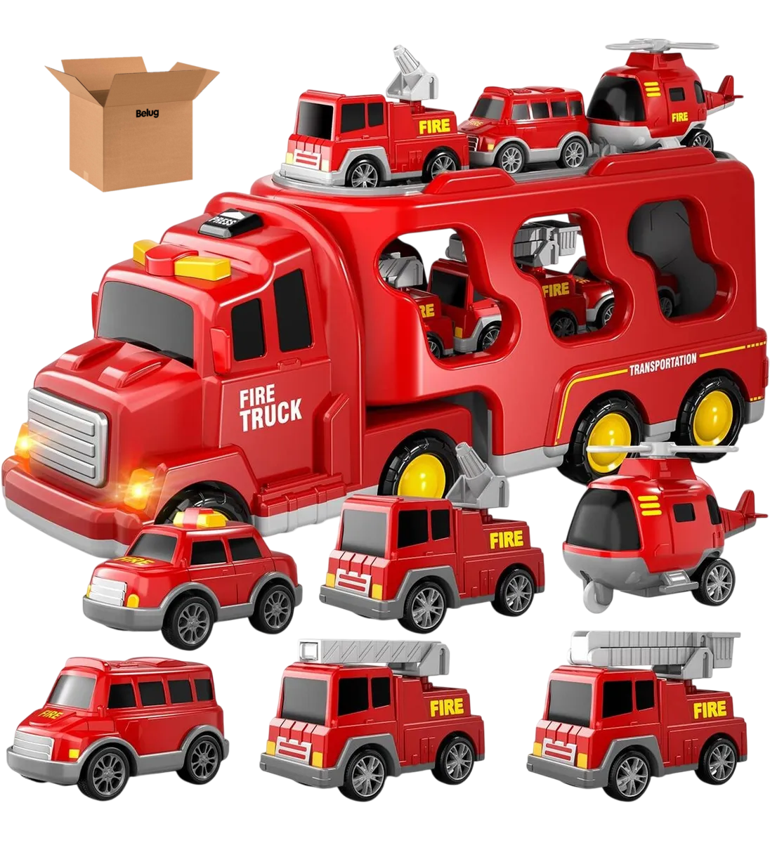 Foto 1 | Carros De Ingeniería Belug  7pz Rojo
