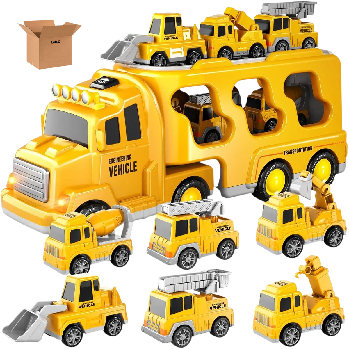 Foto 2 pulgar | Carros De Ingeniería  Lab.g 7pz Amarillo