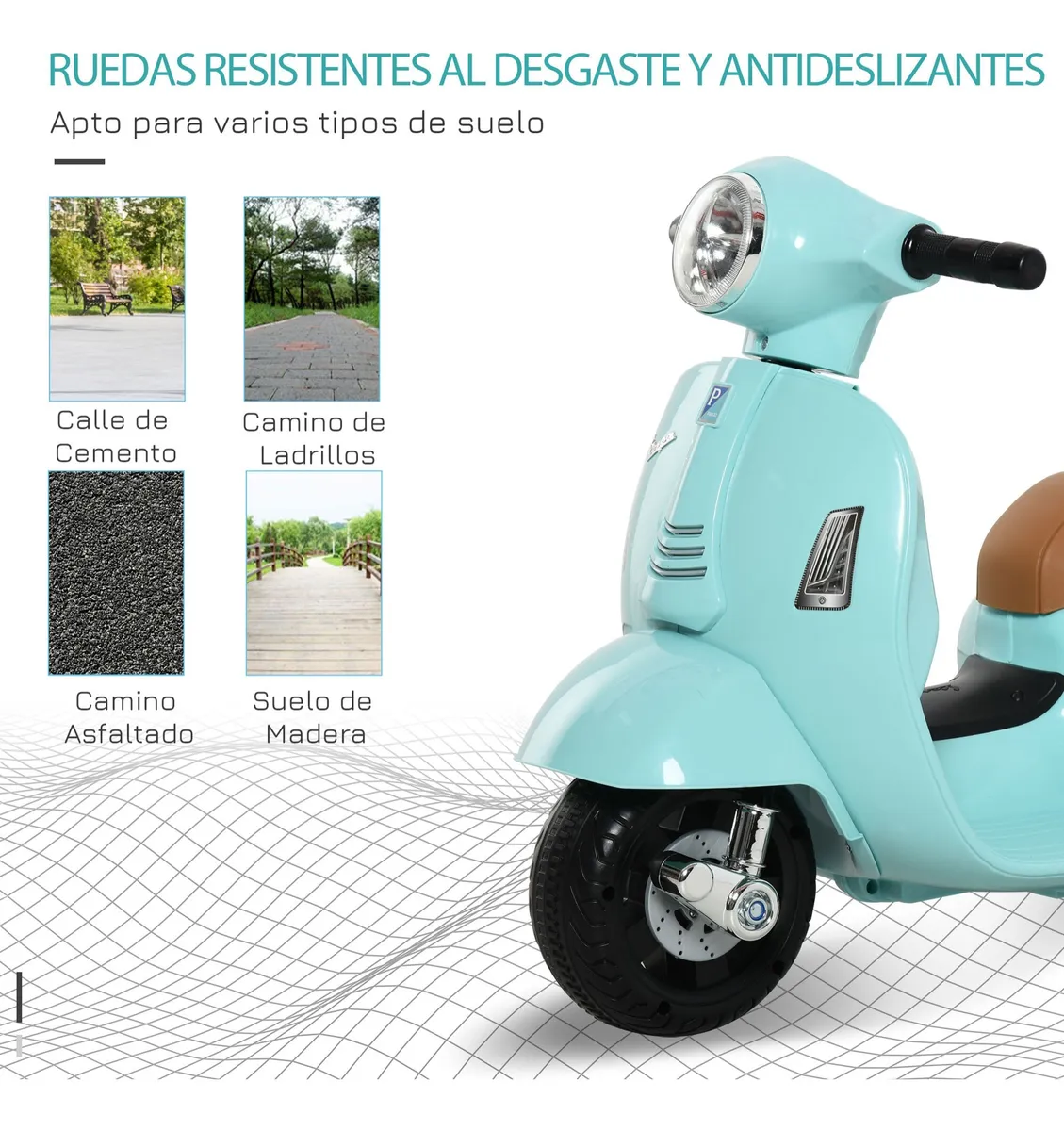 Foto 4 pulgar | Moto Eléctrica Confety World Mini Vespa H1 Montable De Pedal Menta
