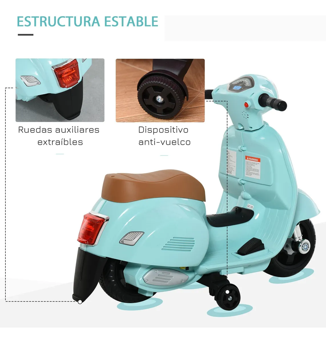 Foto 5 pulgar | Moto Eléctrica Confety World Mini Vespa H1 Montable De Pedal Menta