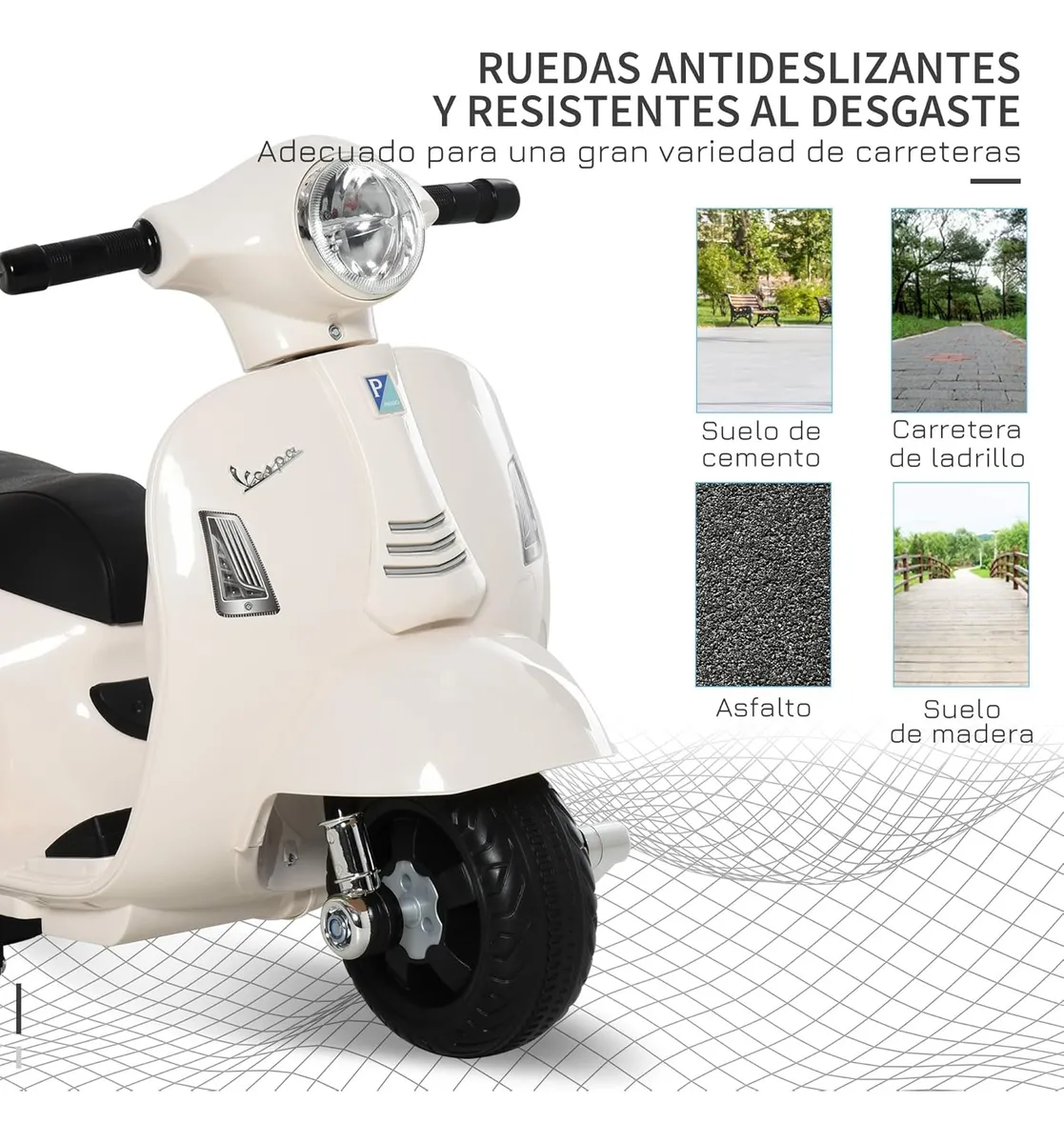 Foto 4 pulgar | Moto Eléctrica Confety World Mini Vespa H1 Montable De Pedal Blanco