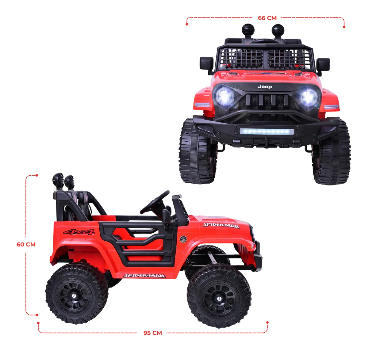Foto 7 pulgar | Carro Montable Eléctrico Para Niños Jeep Aeiou B010 Diseños Rojo Spider