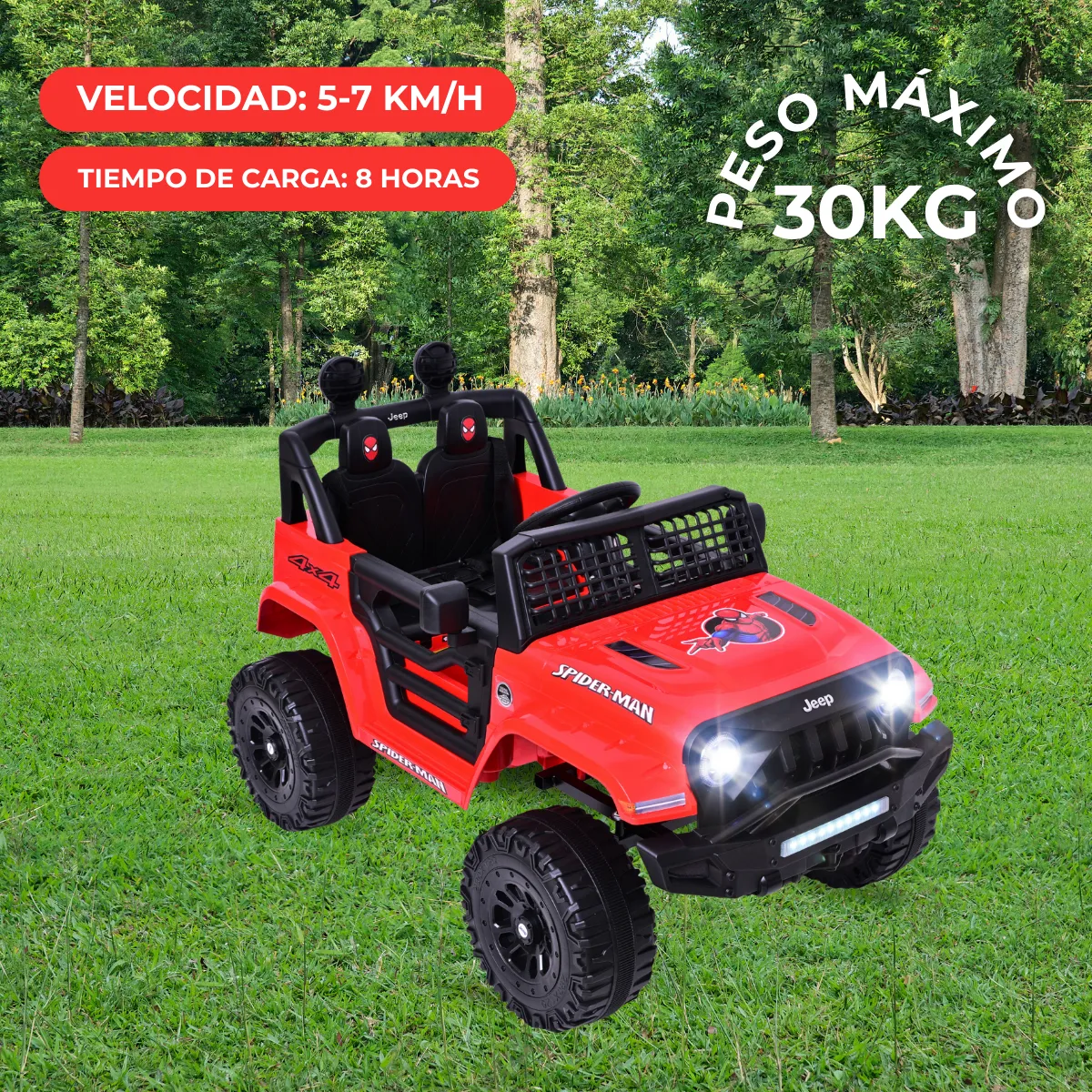 Foto 7 | Carro Montable Eléctrico Para Niños Jeep Aeiou B010 Diseños Rojo Spider
