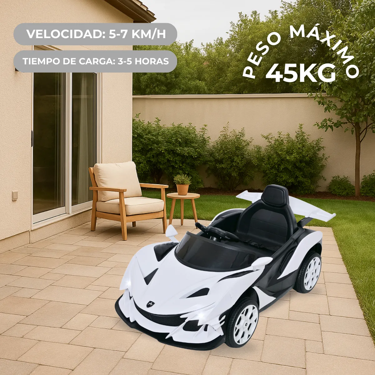 Foto 7 | Carro Montable Eléctrico De Niños Aeiou B011 Apollo Sonido Blanco