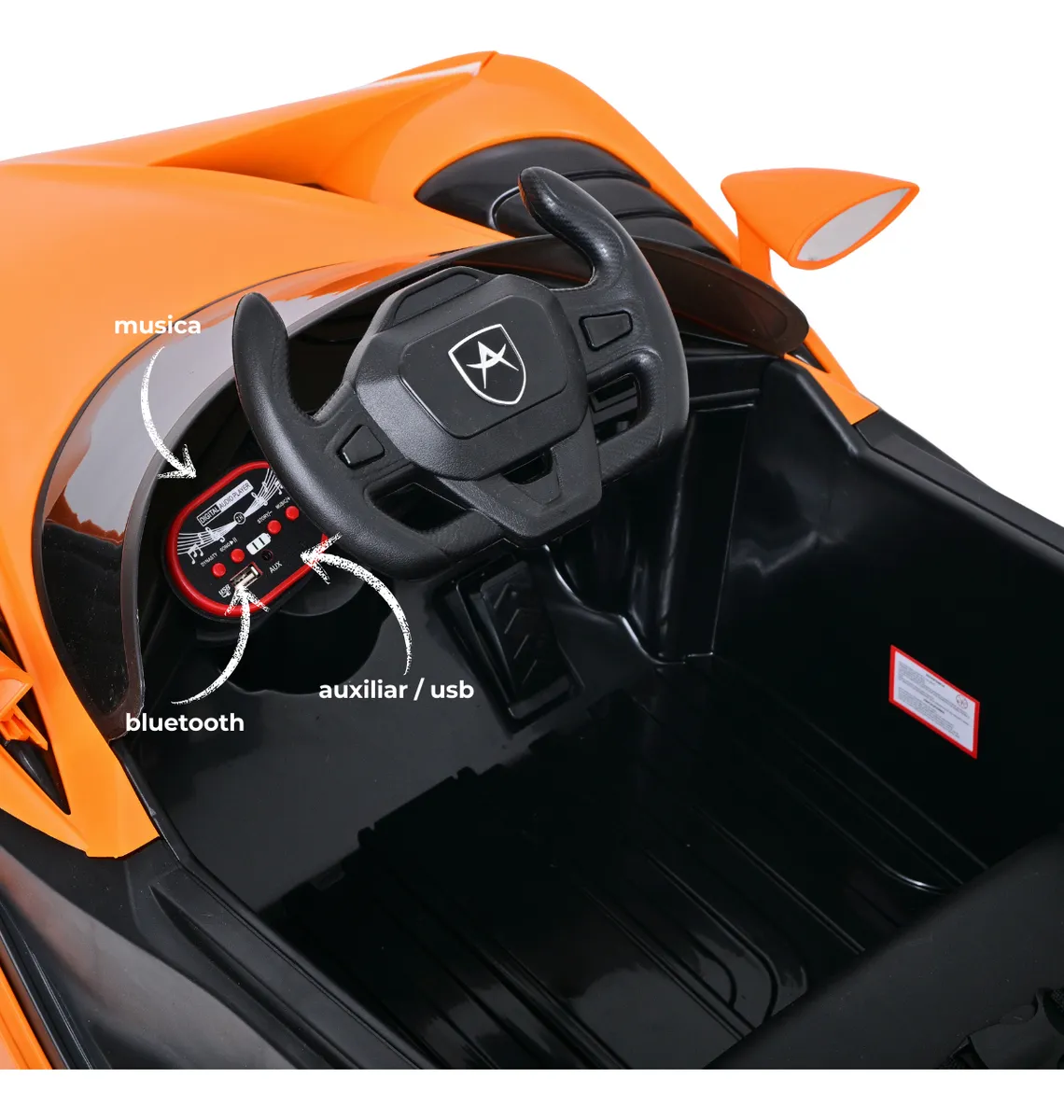 Foto 5 pulgar | Carro Montable Eléctrico De Niños Aeiou B011 Apollo Sonido Naranja