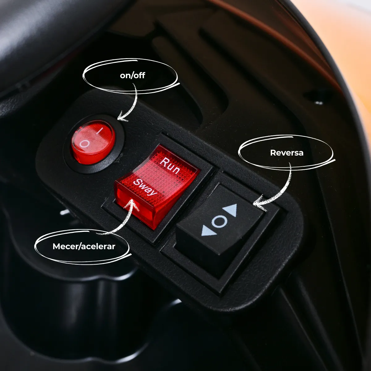 Foto 6 pulgar | Carro Montable Eléctrico De Niños Aeiou B011 Apollo Sonido Naranja