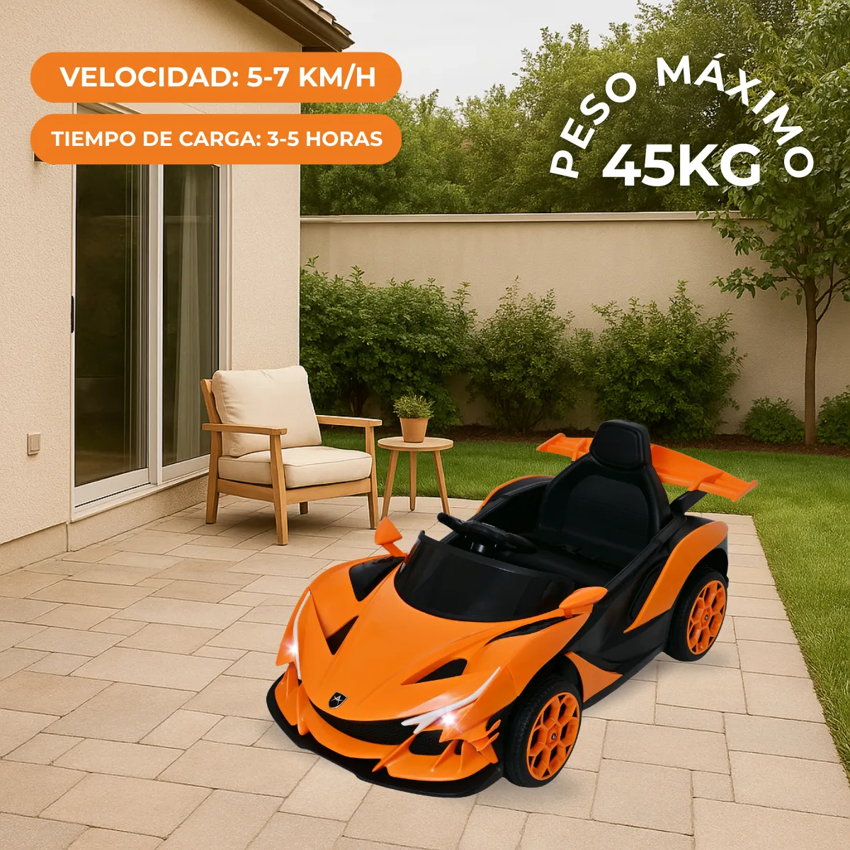 Foto 8 pulgar | Carro Montable Eléctrico De Niños Aeiou B011 Apollo Sonido Naranja