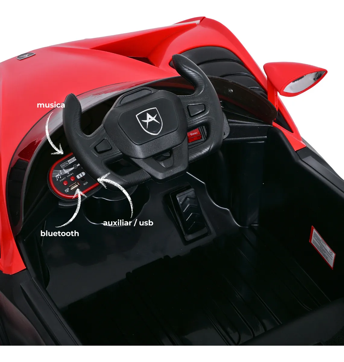Foto 4 | Carro Montable Eléctrico De Niños Aeiou B011 Apollo Sonido Rojo