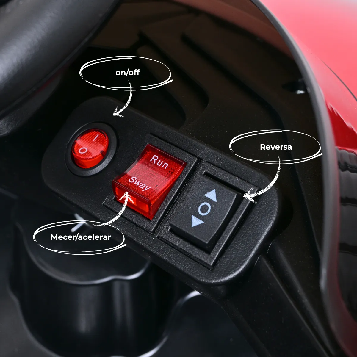 Foto 5 | Carro Montable Eléctrico De Niños Aeiou B011 Apollo Sonido Rojo