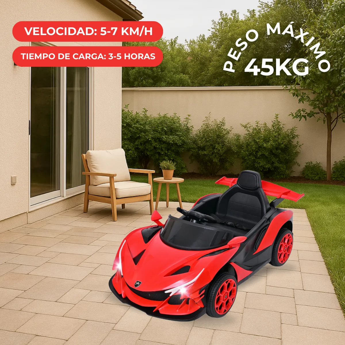 Foto 7 | Carro Montable Eléctrico De Niños Aeiou B011 Apollo Sonido Rojo