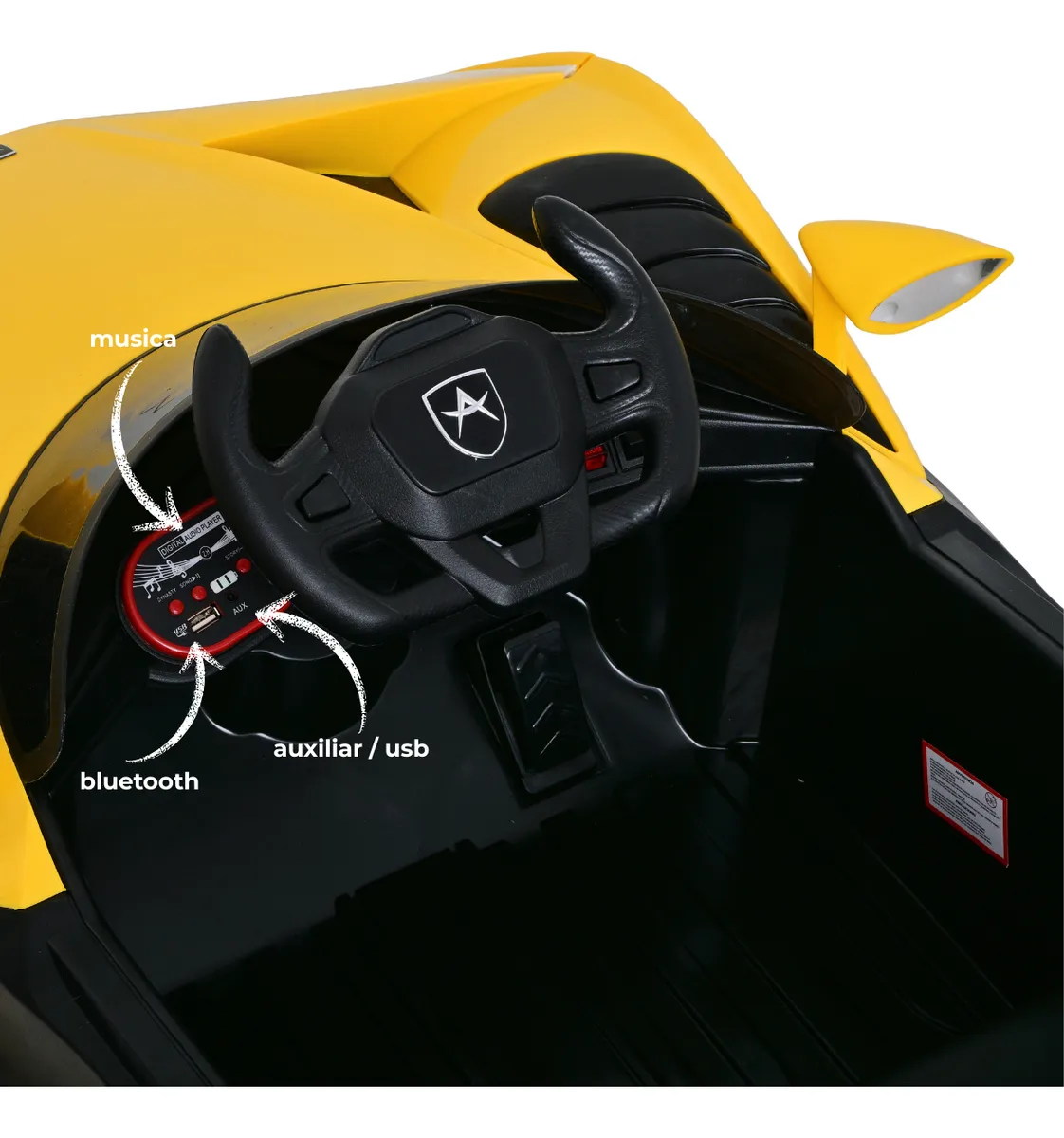 Foto 3 | Carro Montable Eléctrico De Niños Aeiou B011 Apollo Sonido Amarillo