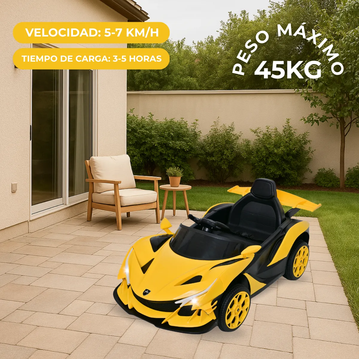 Foto 6 | Carro Montable Eléctrico De Niños Aeiou B011 Apollo Sonido Amarillo