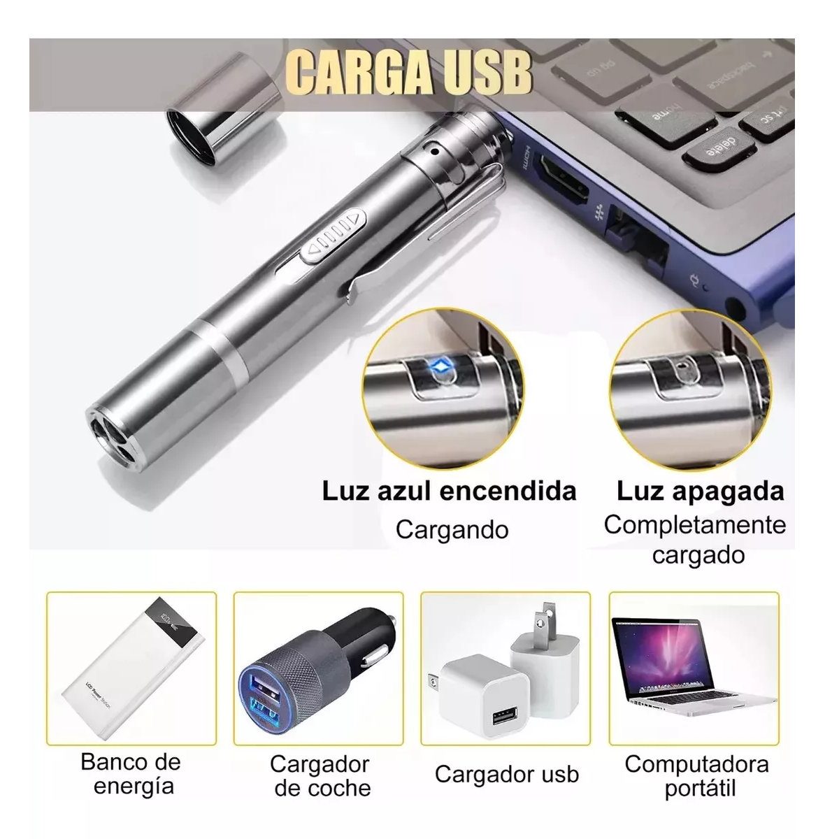 Foto 3 | Par Puntero Laser Charge Usb Recargable Eo Safe Imports Multicolor