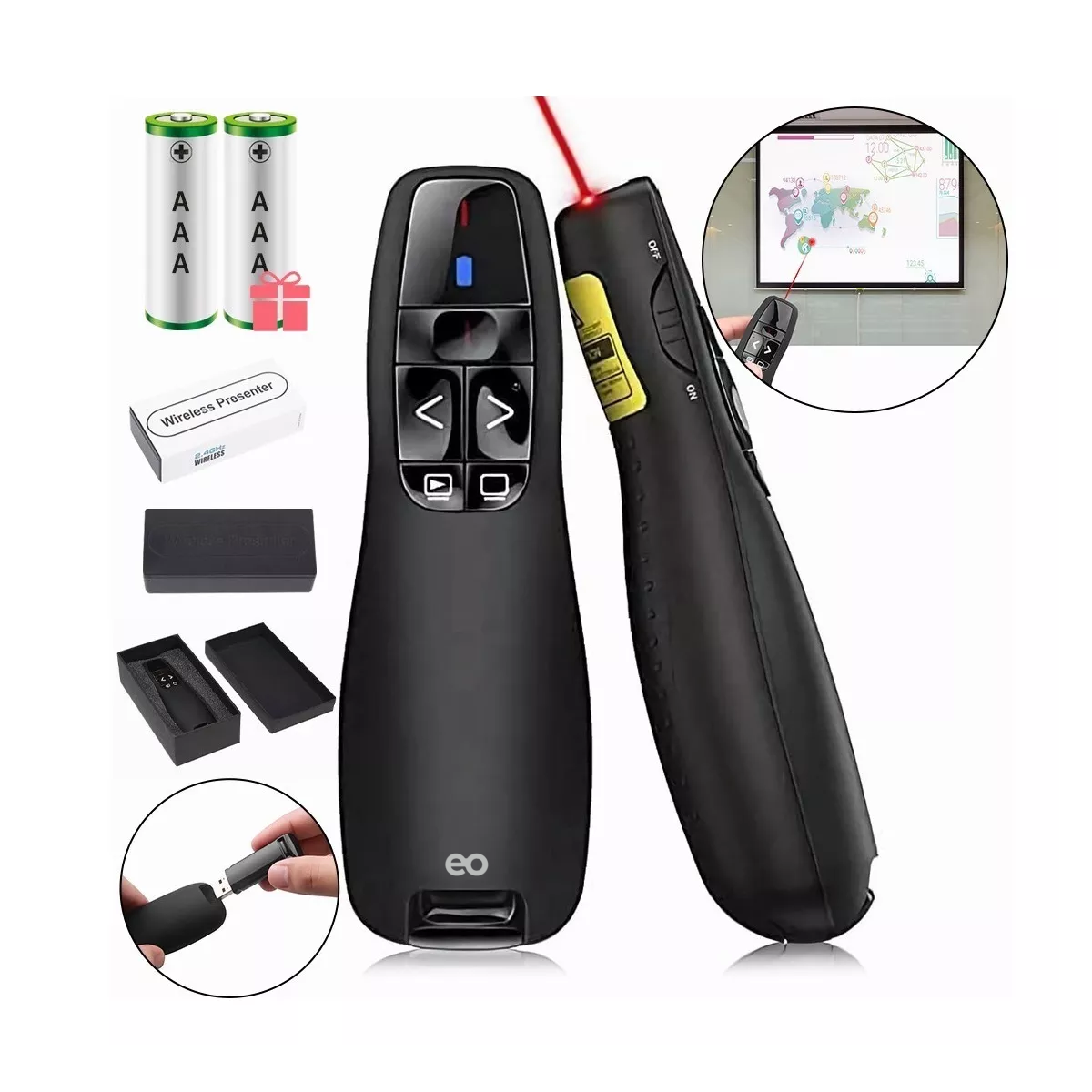 Foto 3 pulgar | Apuntador Presentador Láser Inalámbrico Remota Con Usb Eo Safe Imports Esi-8570-1 Negro