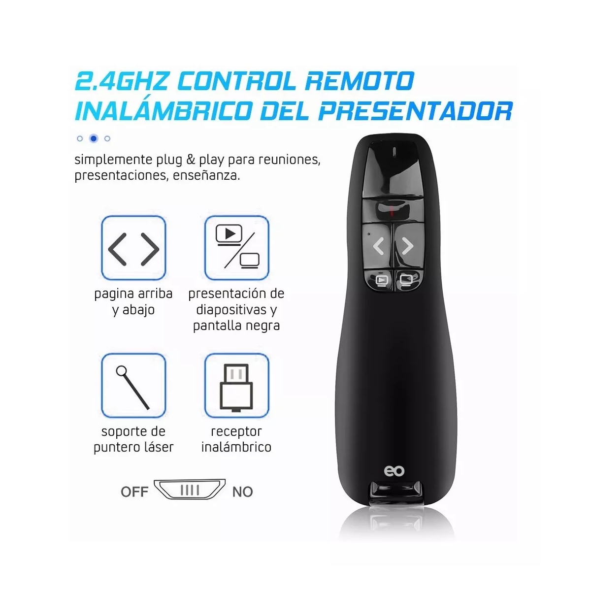 Foto 4 pulgar | Apuntador Presentador Láser Inalámbrico Remota Con Usb Eo Safe Imports Esi-8570-1 Negro