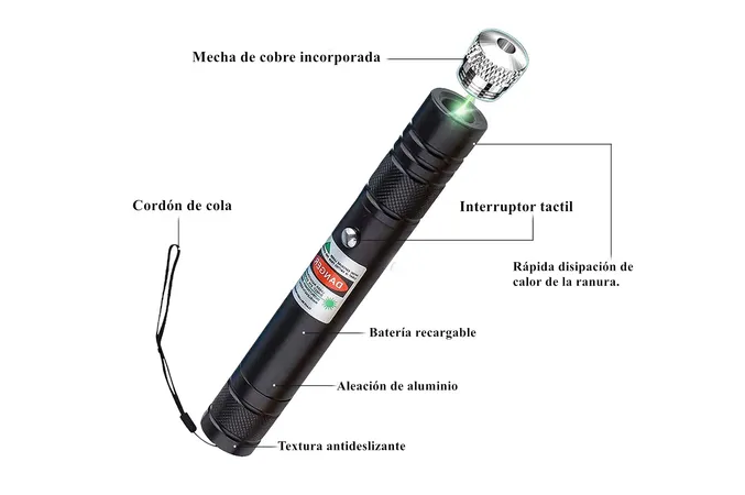 Foto 3 | Xtellar - Puntero Láser Verde De Alta Potencia, Recargable Por Usb, 5000mw, Proyector Profesional