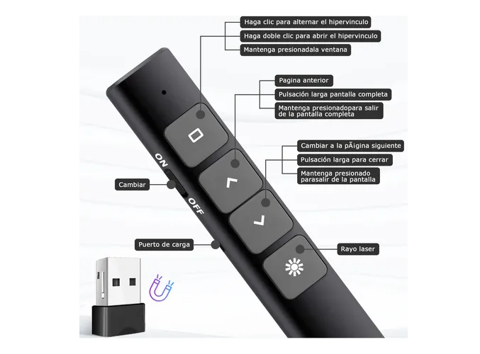 Foto 4 pulgar | Presentador Láser Recargable Xtellar Usb, Inalámbrico, Multifuncional Y Compacto - Negro