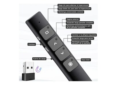 Foto 3 | Presentador Láser Recargable Xtellar Usb, Inalámbrico, Multifuncional Y Compacto - Negro