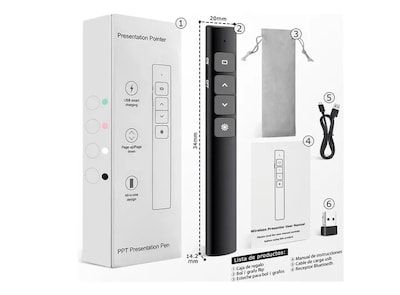 Foto 4 | Presentador Láser Recargable Xtellar Usb, Inalámbrico, Multifuncional Y Compacto - Negro