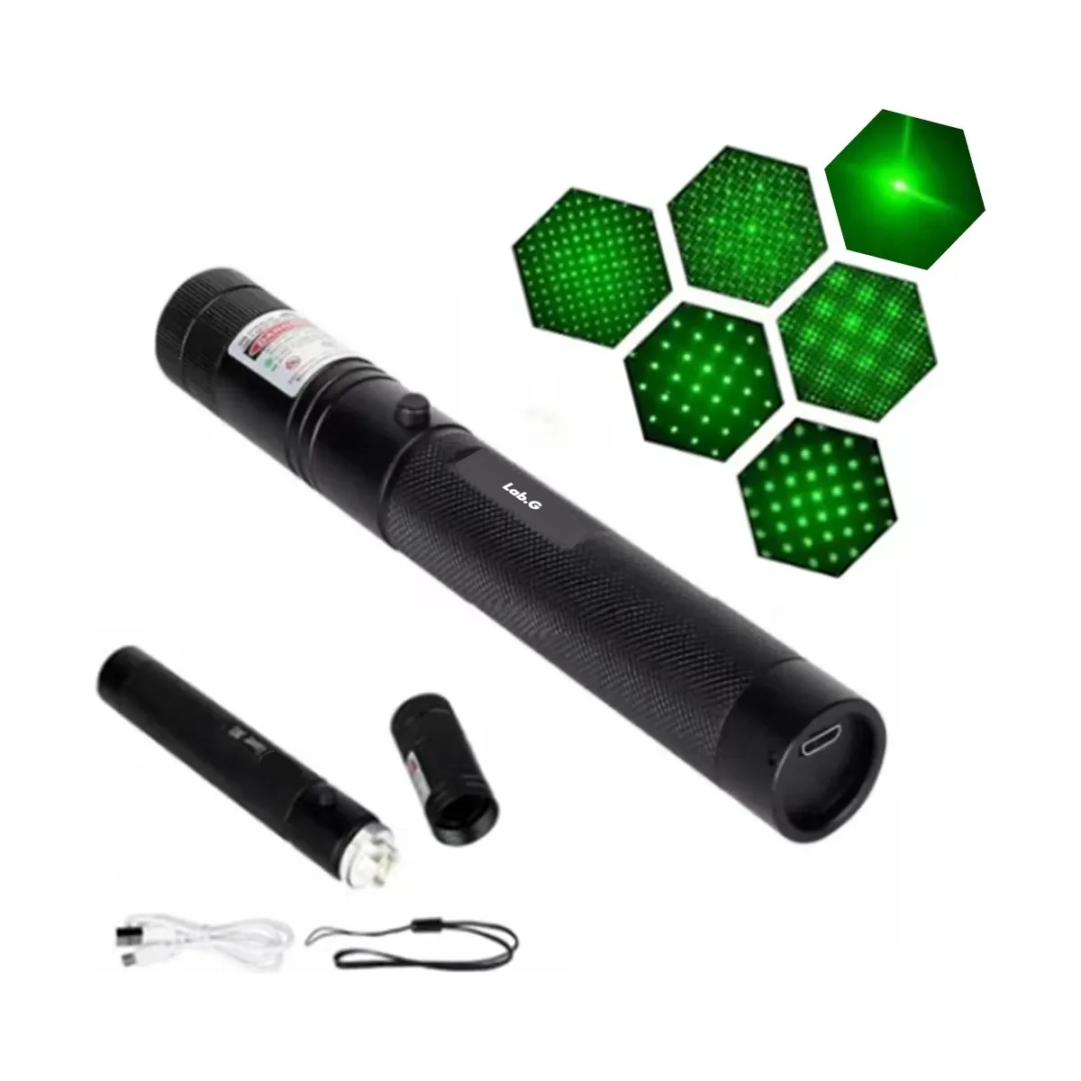 Foto 4 | Puntero Láser Verde Proyector Carga Usb Recargable 5000mw Lab.g Negro