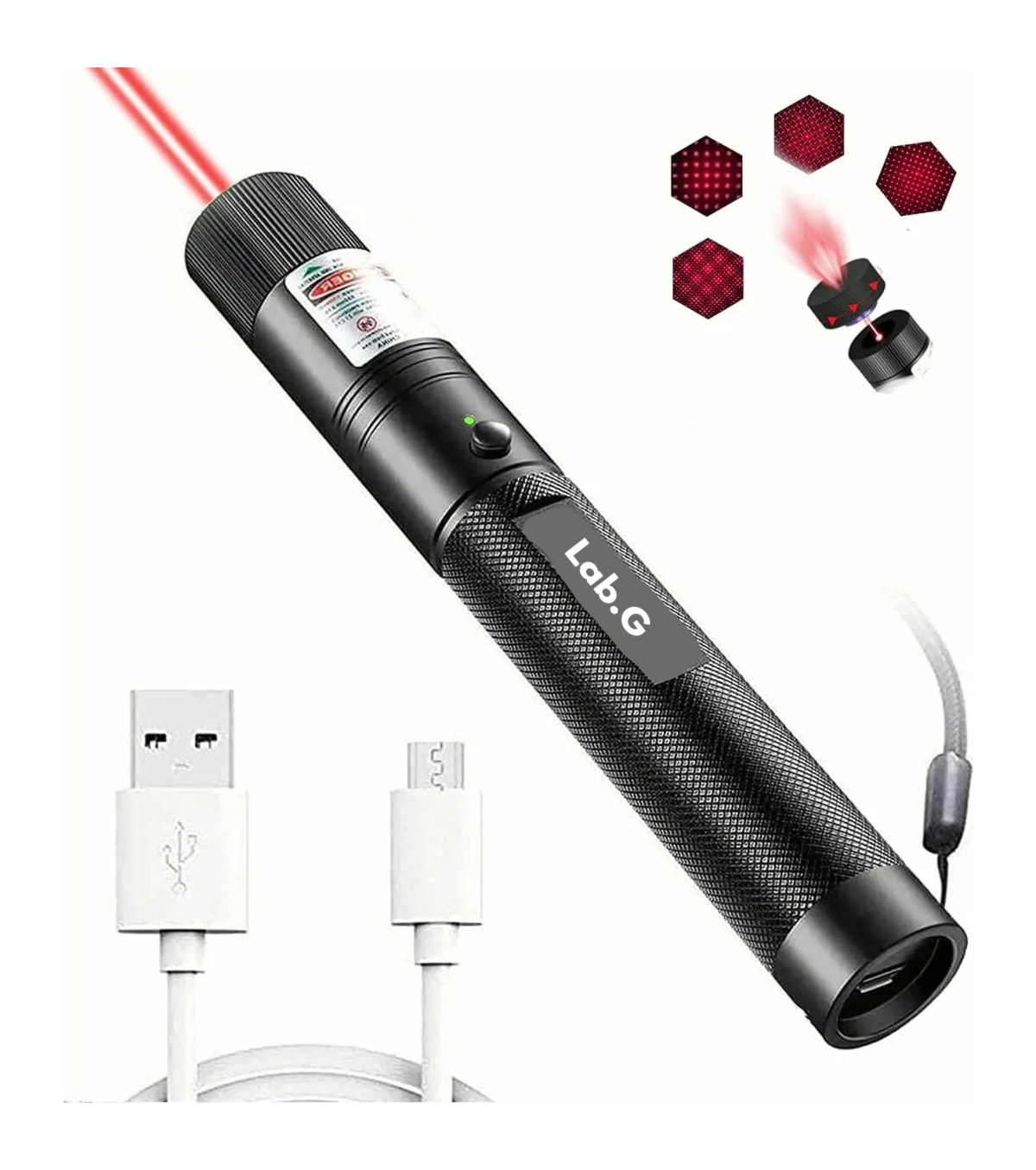 Foto 2 | Puntero Láser Rojo Proyector Carga Usb Recargable 5000mw Lab.g Negro