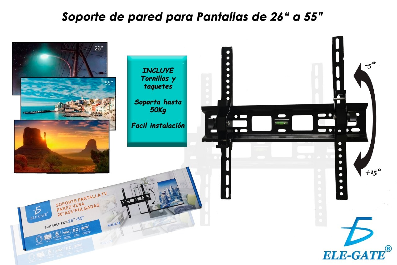 Foto 8 pulgar | Soporte Elegate Hold.34 color Negro de Pared para TV/Monitor de 26'' a 55''